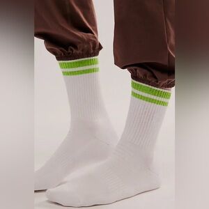 Free People Movement Flash Quarter Crew Socks - White/Lime